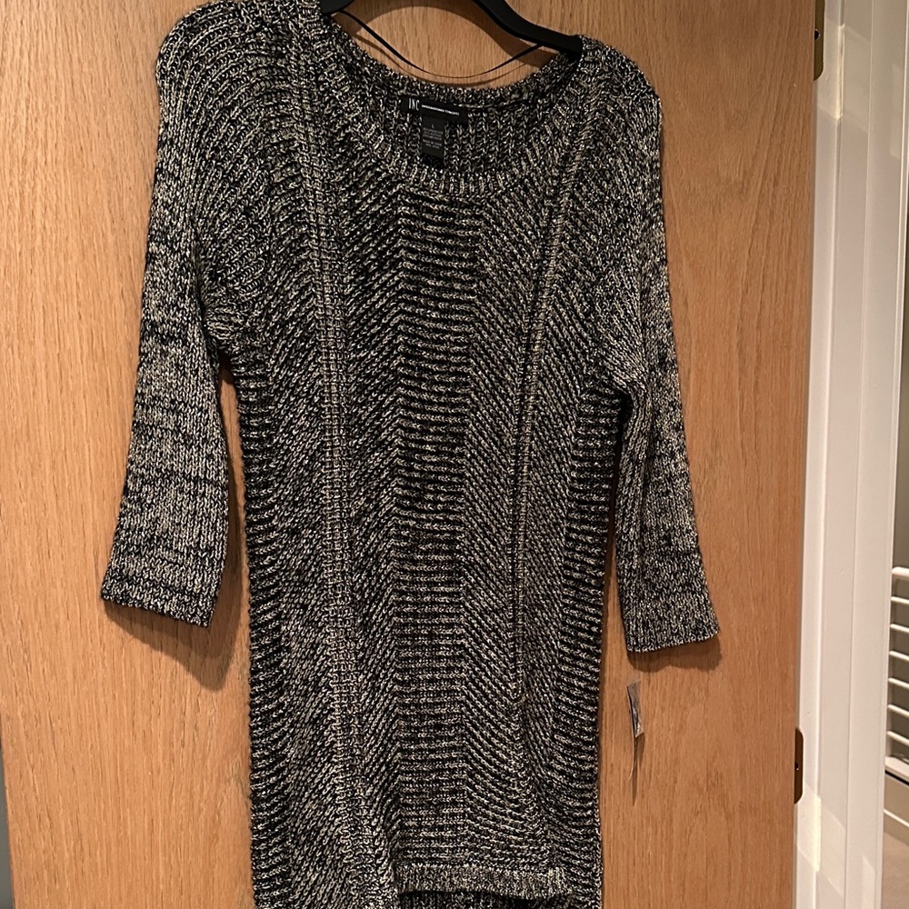 INC International Concepts Black and Gold Metallic Sweater